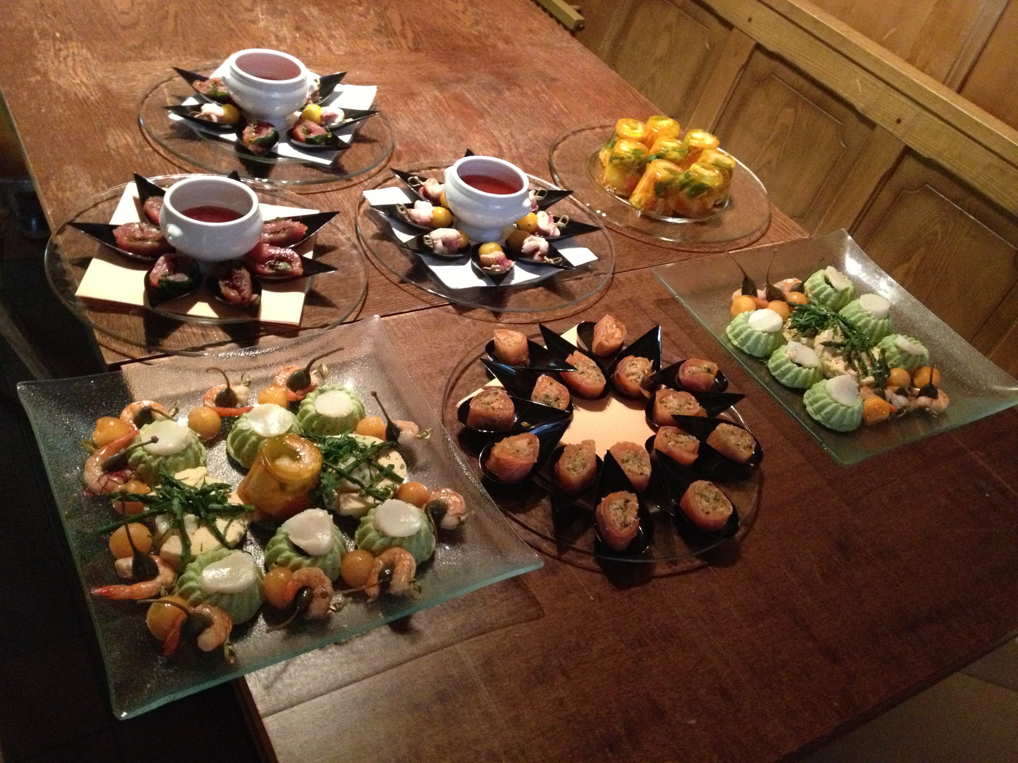Plateaux de mises en bouche du service traiteur